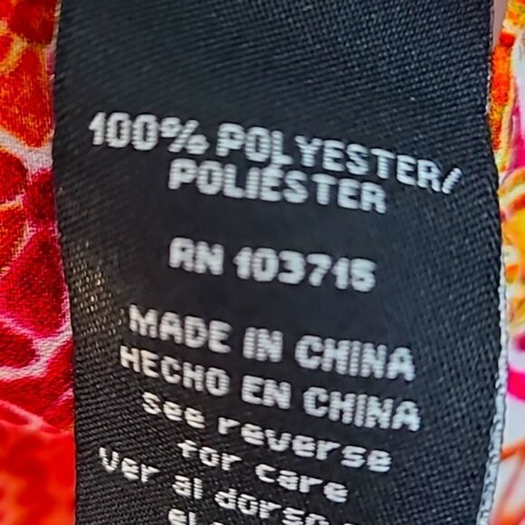 Zac & Rachel Colorful Print Top, Wide Balloon Sleeves, Pink,White,Gold, Size XL - Picture 9 of 9